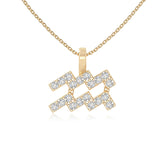 moissanite aquarius zodiac sign necklaces in yellow gold vermeil